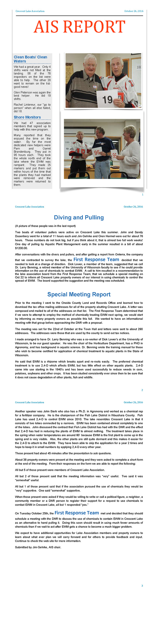2016 Oct AIS Report
